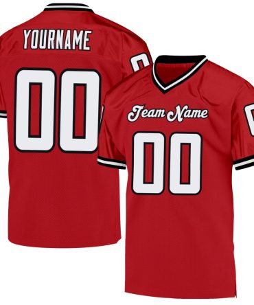 Custom Red White-Black Throwback Football Jersey, Gift For Football Fans