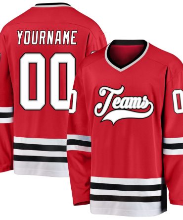 Custom Red White-Gray Hockey Jersey, Gift For Hockey Fans