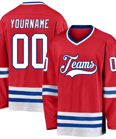 Custom Red White-Royal Hockey Jersey, Gift For Hockey Fans
