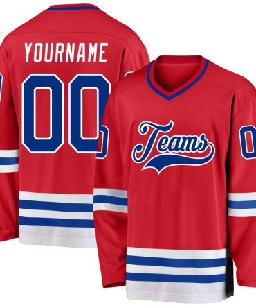 Custom Red Royal-White Hockey Jersey, Gift For Hockey Fans