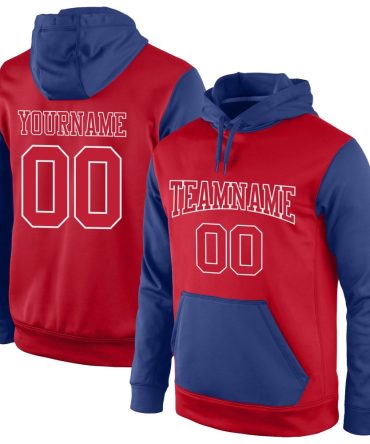 Custom Red Red-Royal Sports Pullover Sweatshirt Hoodie, Gift For Football, Baseball, Hockey, Basketball, Softball & Rugby Fans