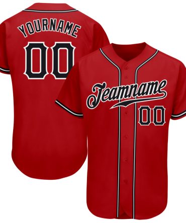 Custom Red Black-White Baseball Jersey, Gift For Baseball Fans