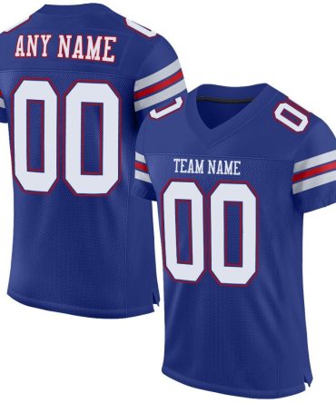 Custom Royal White-Red Football Jersey, Gift For Football Fans