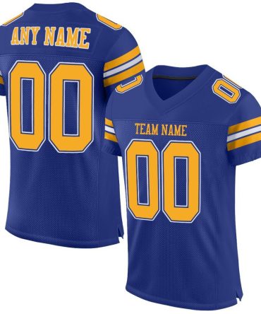 Custom Royal Gold-White Football Jersey, Gift For Football Fans