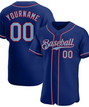 Custom Royal Light Blue-Red Baseball Jersey, Gift For Baseball Fans