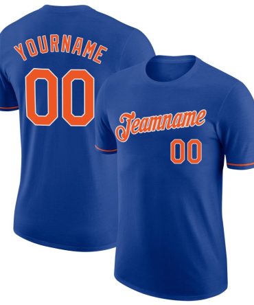 Custom Royal Orange-White Performance T-Shirt, For Football, Baseball, Hockey, Basketball, Softball & Rugby Fans
