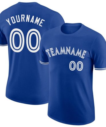 Custom Royal White Performance T-Shirt, For Football, Baseball, Hockey, Basketball, Softball & Rugby Fans