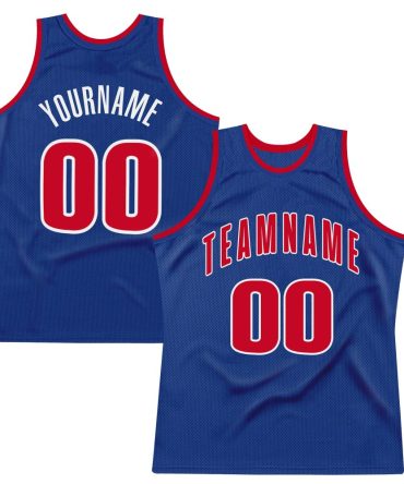 Custom Royal Red-White Throwback Basketball Jersey, Gift For Basketball Fans