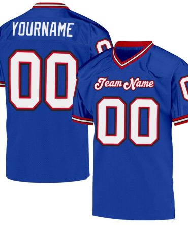 Custom Royal White-Red Throwback Football Jersey, Gift For Football Fans