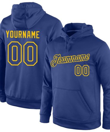 Custom Royal Royal-Gold Sports Pullover Sweatshirt Hoodie, Gift For Football, Baseball, Hockey, Basketball, Softball & Rugby Fans