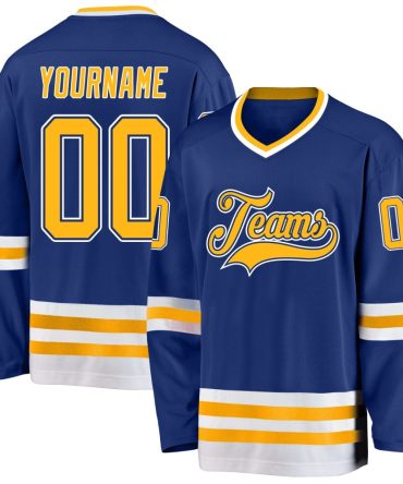 Custom Royal Gold-White Hockey Jersey, Gift For Hockey Fans