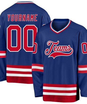 Custom Royal Red-White Hockey Jersey, Gift For Hockey Fans