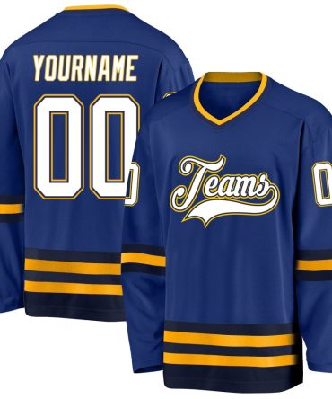 Custom Royal White-Navy Hockey Jersey, Gift For Hockey Fans