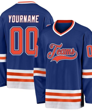 Custom Royal Orange-White Hockey Jersey, Gift For Hockey Fans
