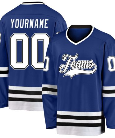 Custom Royal White-Black Hockey Jersey, Gift For Hockey Fans