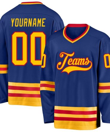 Custom Royal Gold-Red Hockey Jersey, Gift For Hockey Fans