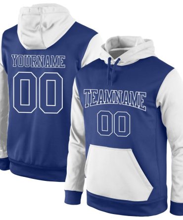 Custom Royal Royal-White Sports Pullover Sweatshirt Hoodie, Gift For Football, Baseball, Hockey, Basketball, Softball & Rugby Fans