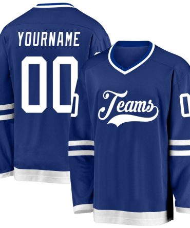 Custom Royal White Hockey Jersey, Gift For Hockey Fans