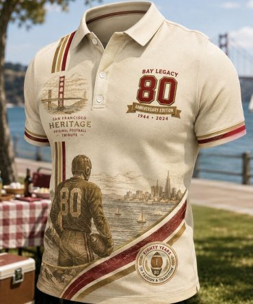 San Francisco Football Polo Shirt 1946 - 2026 Sf 80Th Anniversary Merch Football Ideas Gift