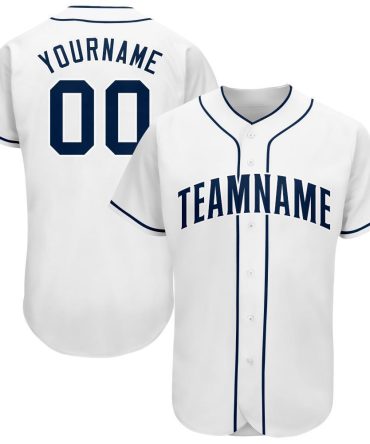 Custom White Navy Baseball Jersey, Gift For Baseball Fans