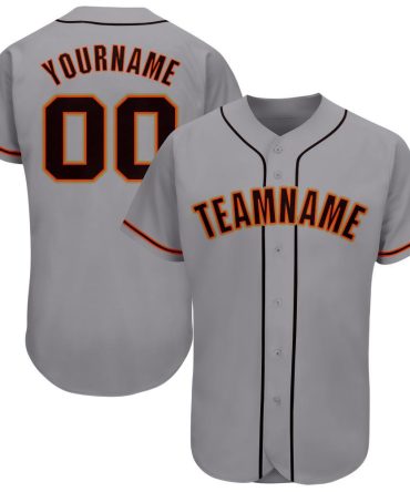 Custom Gray Black Orange-Old Gold Baseball Jersey, Gift For Baseball Fans