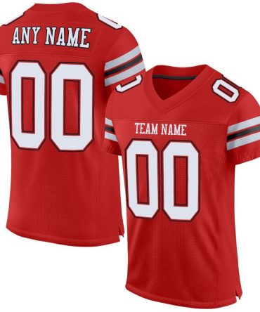 Custom Scarlet White-Black Football Jersey, Gift For Football Fans