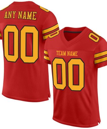 Custom Scarlet Gold-Black Football Jersey, Gift For Football Fans