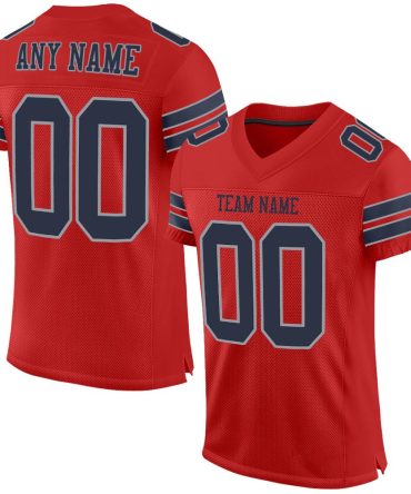 Custom Scarlet Navy-Light Gray Football Jersey, Gift For Football Fans