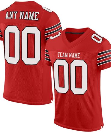 Custom Scarlet White-Black Football Jersey, Gift For Football Fans