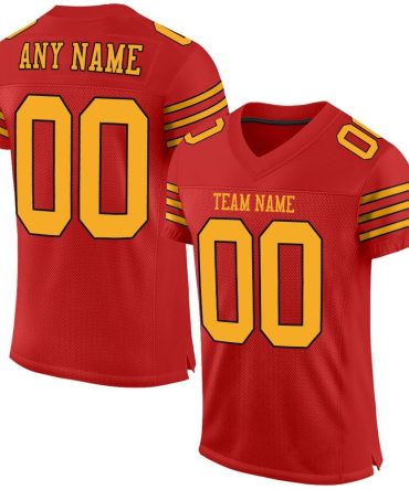 Custom Scarlet Gold-Black Football Jersey, Gift For Football Fans