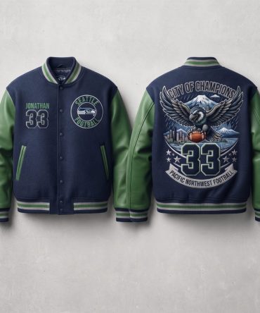 Seattle American Football Inspired Varsity Jacket, Personalized Baseball Jacket