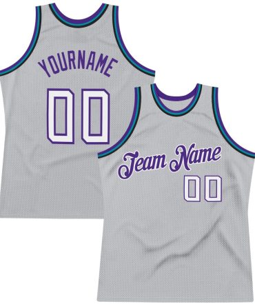 Custom Gray White-Purple Throwback Basketball Jersey, Gift For Basketball Fans