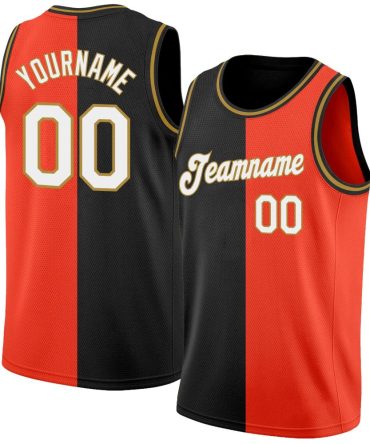 Custom Orange White-Black Split Fashion Basketball Jersey, Gift For Basketball Fans