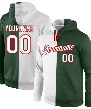 Custom White Purple-Old Gold Split Fashion Sports Pullover Sweatshirt Hoodie, Gift For Football, Baseball, Hockey, Basketball, Softball & Rugby Fans