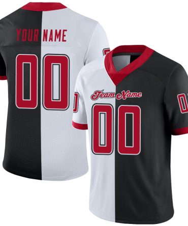 Custom Black Red-White Split Fashion Football Jersey, Gift For Football Fans