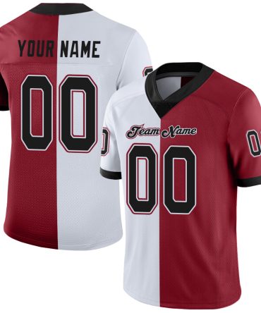 Custom Cardinal Black-White Split Fashion Football Jersey, Gift For Football Fans
