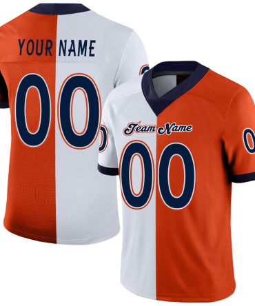 Custom Orange Navy-White Split Fashion Football Jersey, Gift For Football Fans