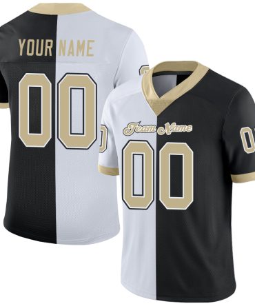 Custom Black Vegas Gold-White Split Fashion Football Jersey, Gift For Football Fans