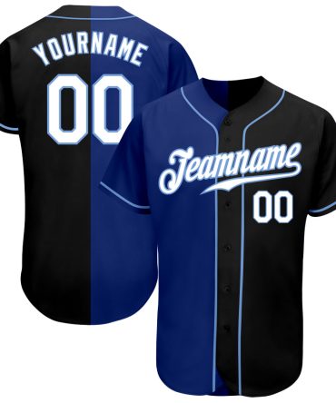 Custom Black White-Royal Split Fashion Baseball Jersey, Gift For Baseball Fans