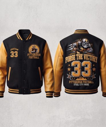 Pittsburgh American Football Inspired Varsity Jacket, Personalized Baseball Jacket