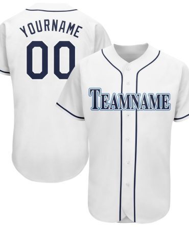 Custom White Navy-Powder Blue Baseball Jersey, Gift For Baseball Fans
