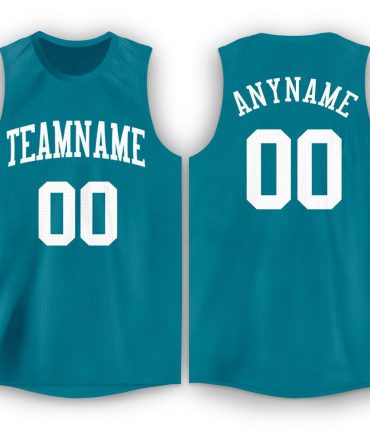 Custom Teal White Round Neck Basketball Jersey, Gift For Basketball Fans