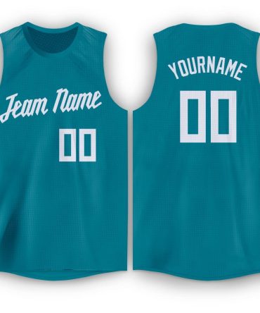 Custom Teal White Round Neck Basketball Jersey, Gift For Basketball Fans