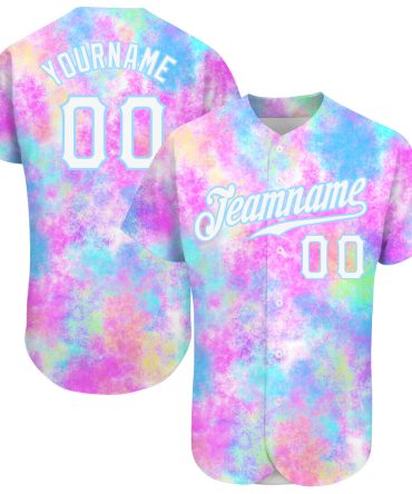 Custom Tie Dye White-Light Blue 3D Watercolor Gradient Baseball Jersey, Gift For Baseball Fans