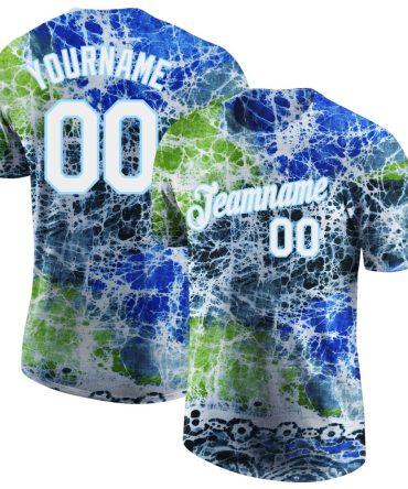 Custom Tie Dye White-Light Blue 3D Performance T-Shirt, For Football, Baseball, Hockey, Basketball, Softball & Rugby Fans