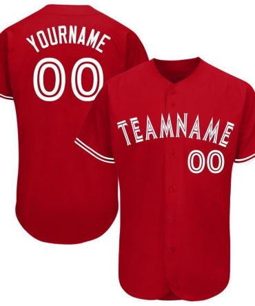 Custom Red White Baseball Jersey, Gift For Baseball Fans