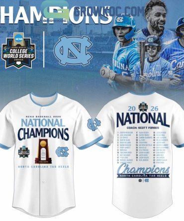Unc Tar Heels Baseball Nationals Champions 2026 Jersey
