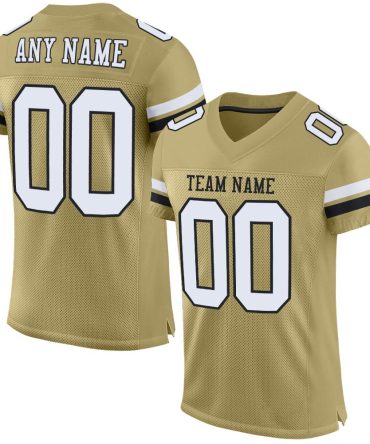 Custom Vegas Gold White-Black Football Jersey, Gift For Football Fans