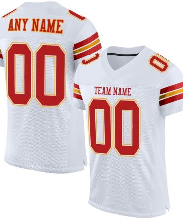 Custom White Scarlet-Gold Football Jersey, Gift For Football Fans