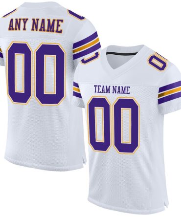 Custom White Purple-Gold Football Jersey, Gift For Football Fans